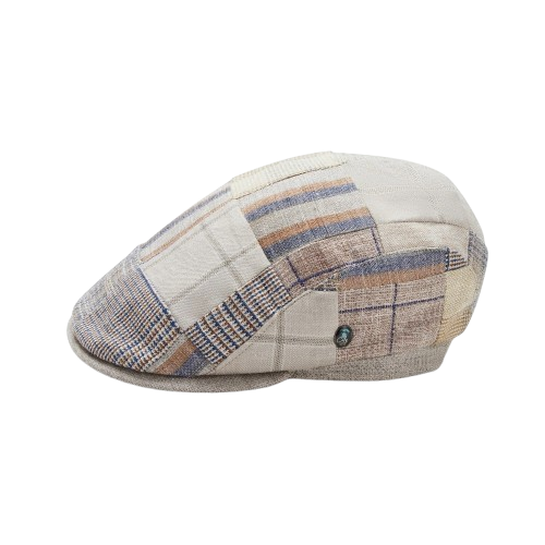 Beige Patchwork Newsboy Hat – Classic Vintage Flat Cap for Men