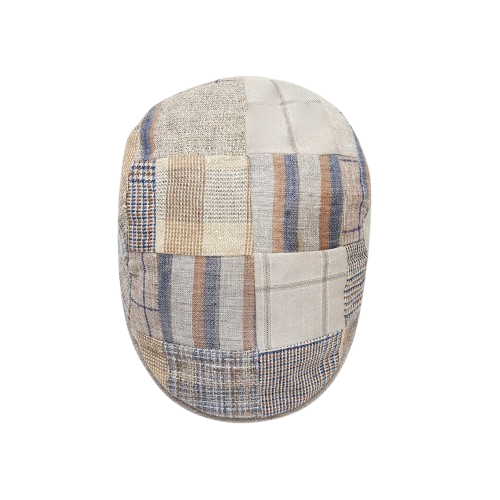 Beige Patchwork Newsboy Hat – Classic Vintage Flat Cap for Men