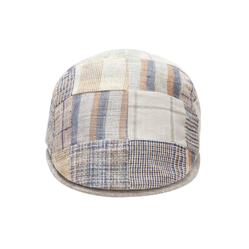 Beige Patchwork Newsboy Hat – Classic Vintage Flat Cap for Men