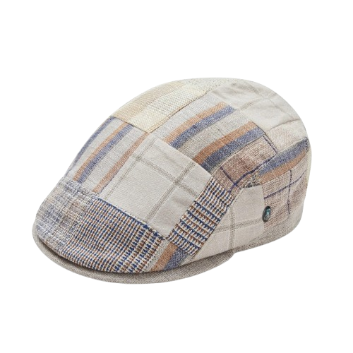 Beige Patchwork Newsboy Hat – Classic Vintage Flat Cap for Men
