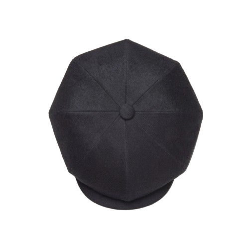 Black Eight Panel Newsboy Hat – Classic Vintage Flat Cap for Men