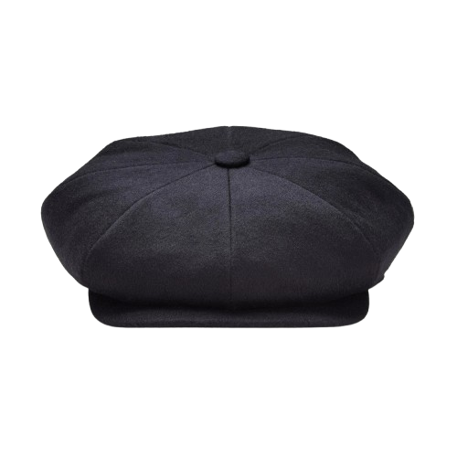 Black Eight Panel Newsboy Hat – Classic Vintage Flat Cap for Men