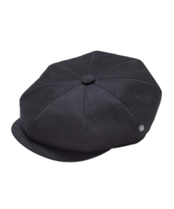 Black Eight Panel Newsboy Hat – Classic Vintage Flat Cap for Men