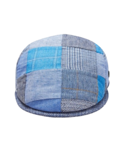 Blue Patchwork Newsboy Hat – Classic Vintage Flat Cap for Men