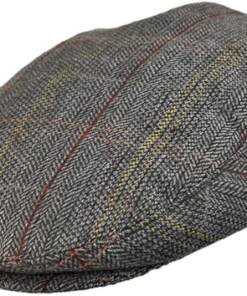 Grey Herringbone Newsboy Hat – Classic Vintage Flat Cap for Men