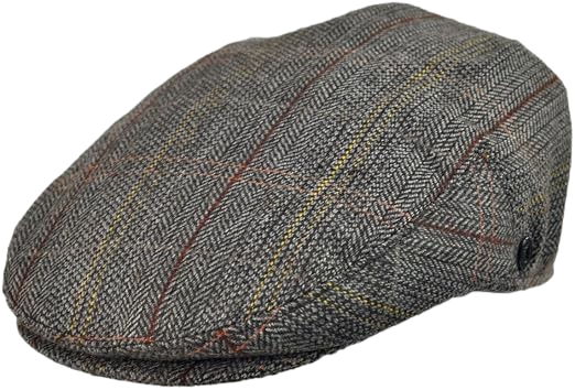 Grey Herringbone Newsboy Hat – Classic Vintage Flat Cap for Men