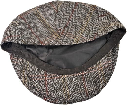 Grey Herringbone Newsboy Hat – Classic Vintage Flat Cap for Men