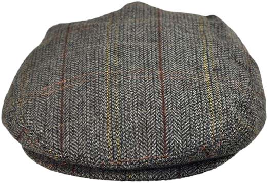 Grey Herringbone Newsboy Hat – Classic Vintage Flat Cap for Men