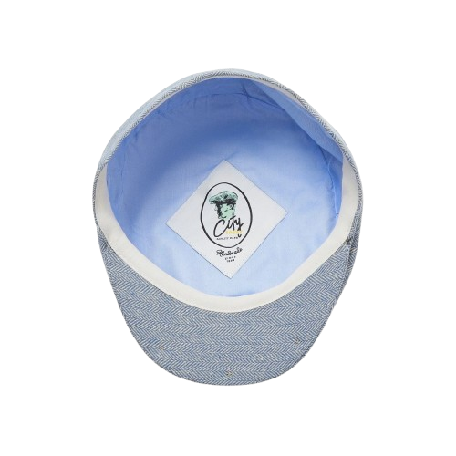 Light Blue Herringbone Newsboy Hat – Classic Vintage Flat Cap for Men