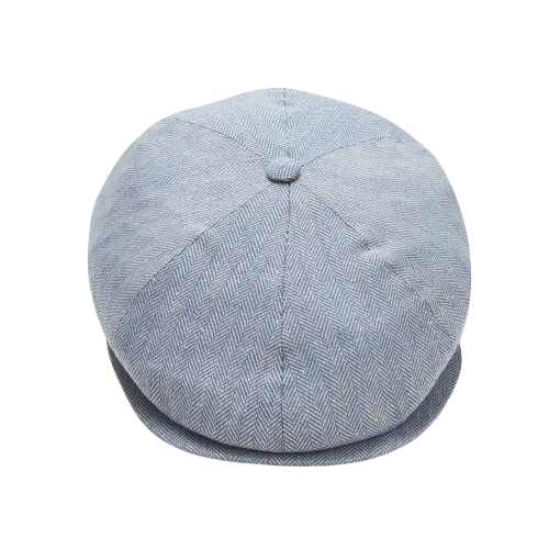 Light Blue Herringbone Newsboy Hat – Classic Vintage Flat Cap for Men