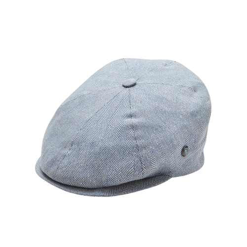 Light Blue Herringbone Newsboy Hat – Classic Vintage Flat Cap for Men