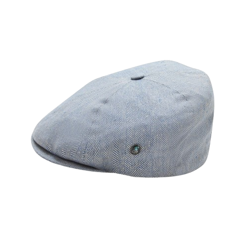 Light Blue Herringbone Newsboy Hat – Classic Vintage Flat Cap for Men
