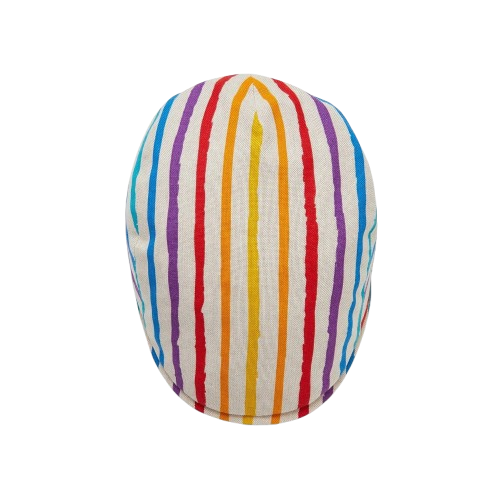 Multicolor Striped Newsboy Hat – Classic Canvas Flat Cap for Men