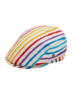 Multicolor Striped Newsboy Hat – Classic Canvas Flat Cap for Men