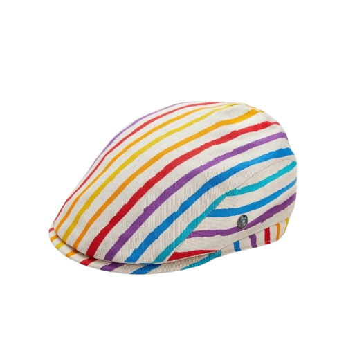Multicolor Striped Newsboy Hat – Classic Canvas Flat Cap for Men