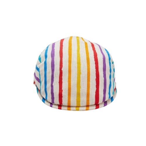 Multicolor Striped Newsboy Hat – Classic Canvas Flat Cap for Men