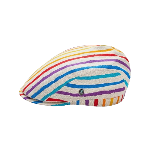 Multicolor Striped Newsboy Hat – Classic Canvas Flat Cap for Men