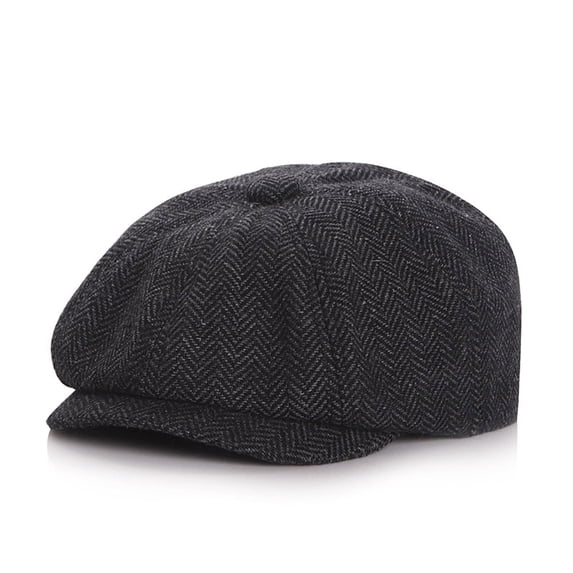 Mens Classic Dark Gray Herringbone Newsboy Cap Mens Classic Dark Gray Herringbone Newsboy Cap