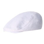Men’s Classic White Cotton Blend Flat Cap – Vintage Gatsby Ivy Newsboy Driving Hat