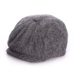 Men's Classic White and Black Winter Herringbone Newsboy Cap