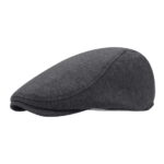 Mens Cotton Blend Flat Ivy Gatsby Newsboy Driving Hat Cap Dark Gray