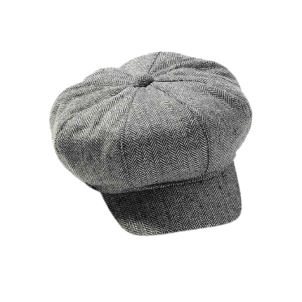 Men’s Gray Herringbone Tweed Newsboy Hat
