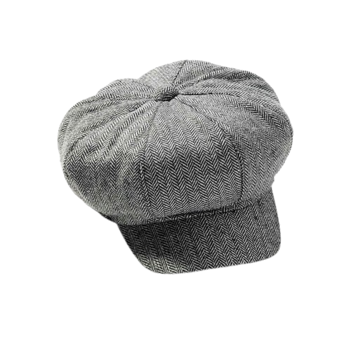 Mens Gray Herringbone Tweed Newsboy Hat Men’s Gray Herringbone Tweed Newsboy Hat