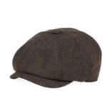 Mens Vintage Brown Herringbone Newsboy Cap