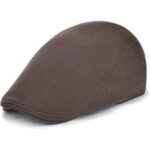 Men’s Vintage Brown Newsboy Flat Cap – Elastic Fit Ivy Gatsby Driving Hat