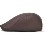 Men’s Vintage Brown Newsboy Flat Cap – Elastic Fit Ivy Gatsby Driving Hat
