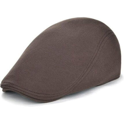 Men’s Vintage Brown Newsboy Flat Cap – Elastic Fit Ivy Gatsby Driving Hat