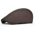 Men’s Vintage Brown Newsboy Flat Cap – Elastic Fit Ivy Gatsby Driving Hat