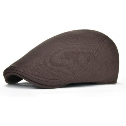 Men’s Vintage Brown Newsboy Flat Cap – Elastic Fit Ivy Gatsby Driving Hat