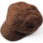 Womens Coffee Plaid Faux Wool Ivy Tweed Newsboy Painter Hat