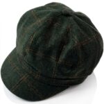 Women's Green Wool Tweed British Ivy Newsboy Beret Painter Cap